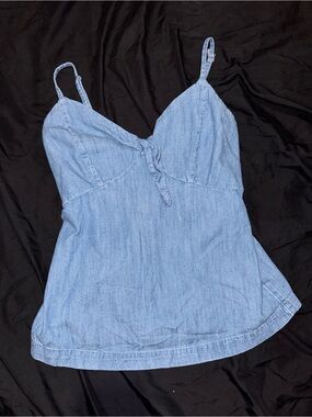 Vintage Old Navy blue denim cami top with tie front detail, size XS